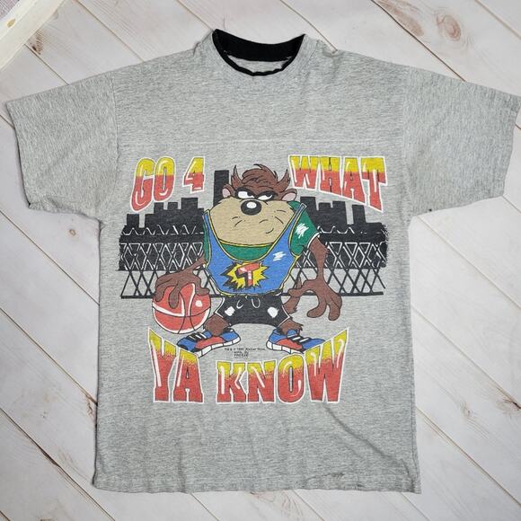 Vintage 1995 TAZ Looney Tunes Basketball - Go 4 What Ya Know - Shirt, 21x28.5 - Picture 1 of 6